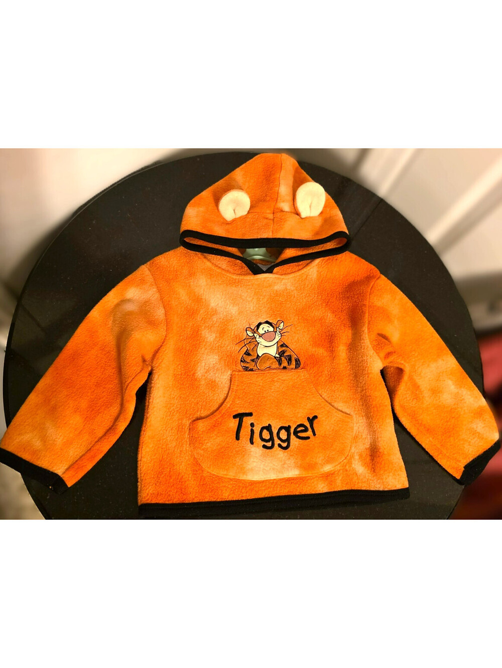Vtg Disney Tigger Winnie The Pooh Orange Tie Dye Fleece w/ Kangaroo Pocket
